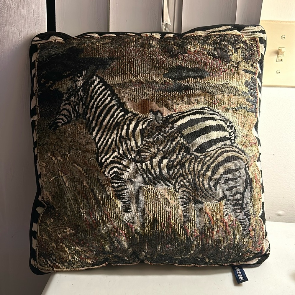 Madison Landing Zebra Design Tapestry Accent Pillow